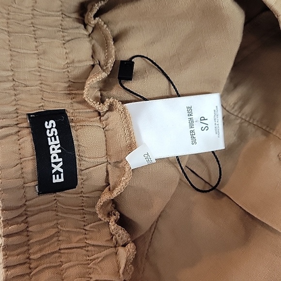 Express Linen super high rise beige button fly pants - Picture 7 of 11